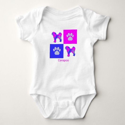 Body Chien et Paw rose et bleu Cavapoo (Devant)