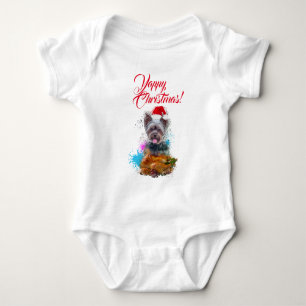 Body Chien Mignon Yorkie Yappy Noël Personnalisable