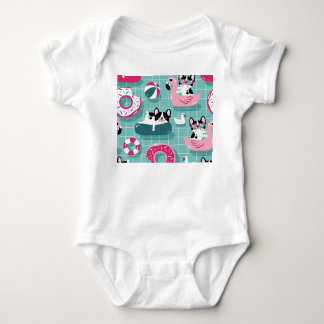 Body Chiens avec flotteurs de piscine, motif vintage.