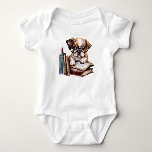 Body Chiot mignon avec livres (Devant)