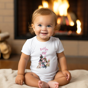 Body Chiot pur   Filles rose Premier anniversaire cadea