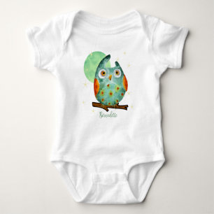 Body Chouette Aquarelle Nom du style Anniversaire sur l