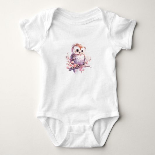 Body Chouette de bébé doux mignonne avec fleurs (Devant)