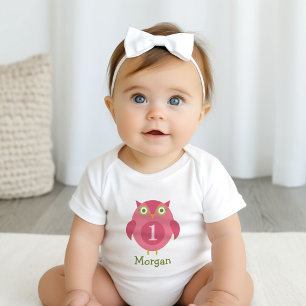Body Chouette rose mignonne Nom de la fille Premier ann