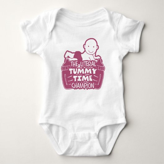 Body Citation Drôle Le Literal Tummy Time Champion Rose (Devant)