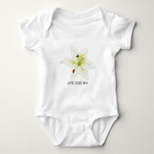 Body Coccinelle rouge Fleur de Lys rose nom personnalis