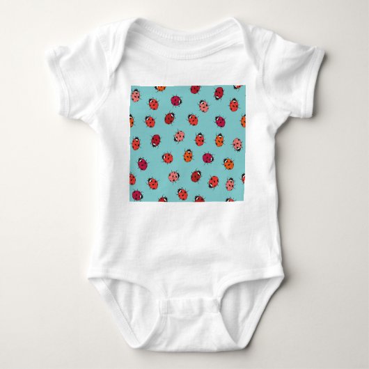 Body Coccinelles, fond bleu, motif charmant sans coutur (Devant)
