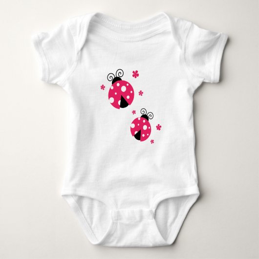 Body Coccinelles roses mignonnes et fleurs (Devant)
