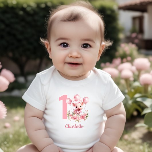 Body Cochon rose mignon Ferme de fille 1er Anniversaire