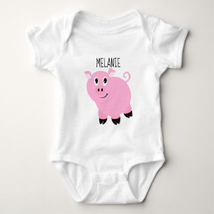 Body Cochon Rose Personnalisé Bébé Animal Porcelet