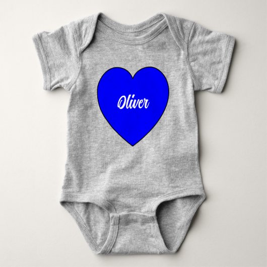 Body Coeur bleu personnalisé avec nom - Aimer mignon (Devant)
