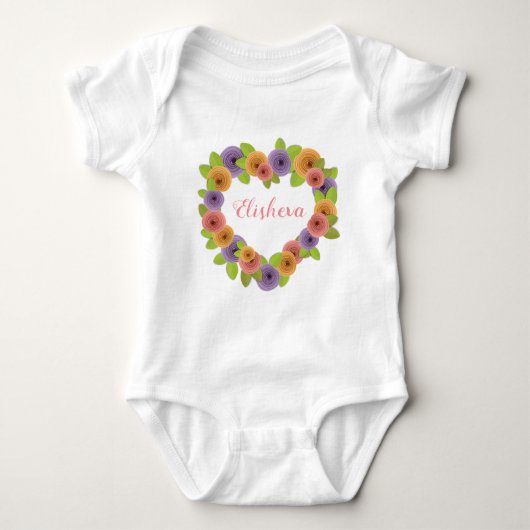 Body Coeur floral personnalisé Bodysuit bébé (Devant)