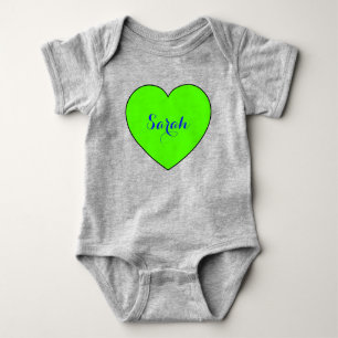 Body Coeur vert personnalisé avec nom - Aimer mignon