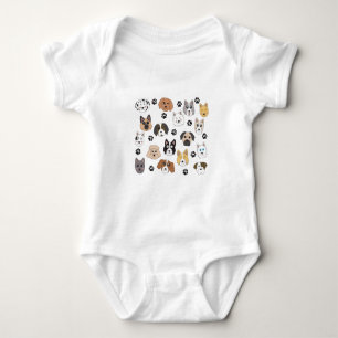 Body Coloré mignon Chiens amusants et Chien Paw Motif