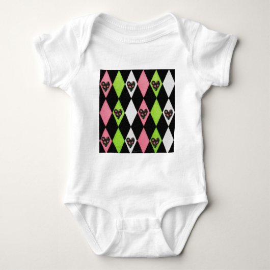 Body Colorful harlequin Print with Rose Hearts (Devant)