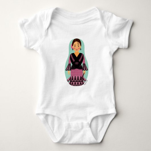 Body Combinaison bébé Matriochka robe rose Espagnol (Devant)