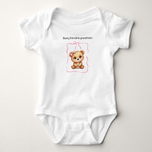 Body Combinaison bébé one piece Ours Rose (Devant)