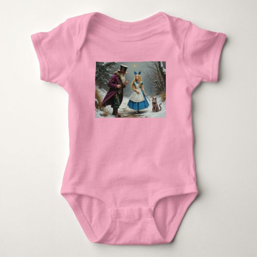Body Combinaison bébé rose bébé Alice d'hiver (Devant)