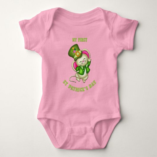 Body Combinaison bébé souris rose pour 1er St Patrick (Devant)