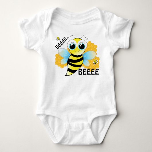 Body Combinaison bleue et jaune BEEEES & ruche pour béb (Devant)