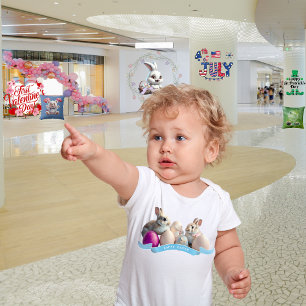 Body Combinaison de Pâques pour bébé Deux Lapins & Œufs