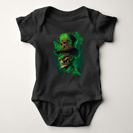 Body Combinaison noire bébé squelette Saint-Patrick (Devant)