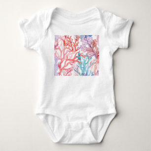 Body Coraux aquarelles : motif du monde sous-marin.