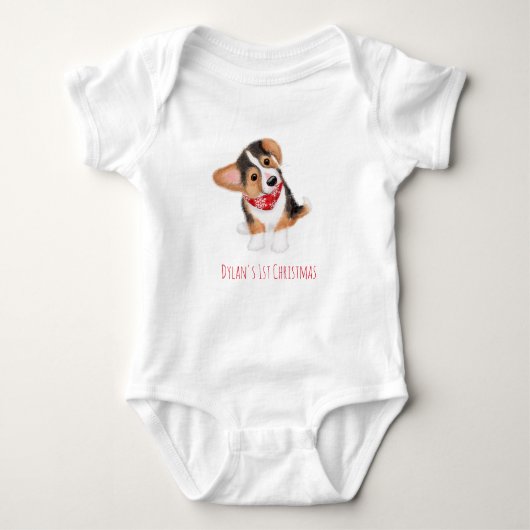 Body Corgi chiot bébé 1er costume de Noël (Devant)
