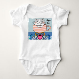 Body Costume bébé fille avec chat souriant en coupe