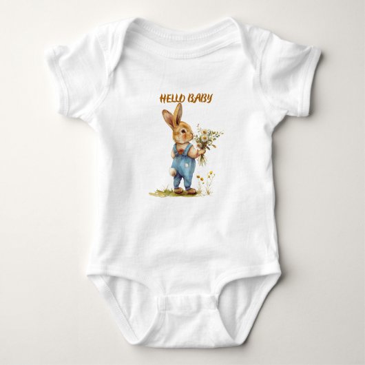 Body Costume bébé lapin sauvage - "Bonjour bébé" (Devant)