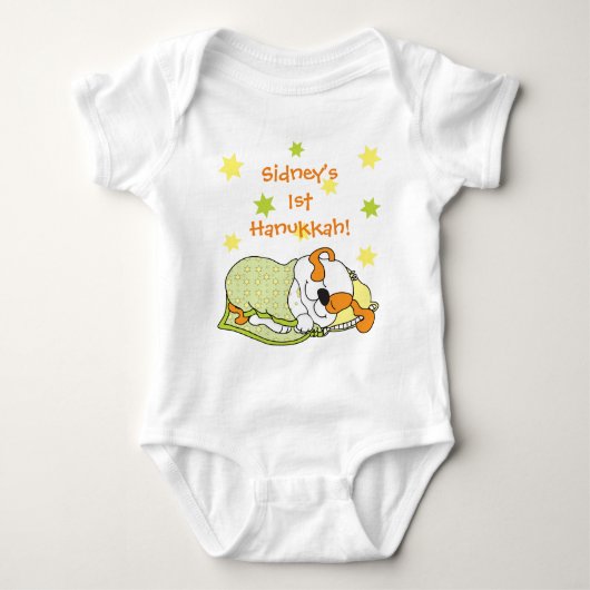 Body Costume pour bébé Hanoukka/chien/orange verte (Devant)