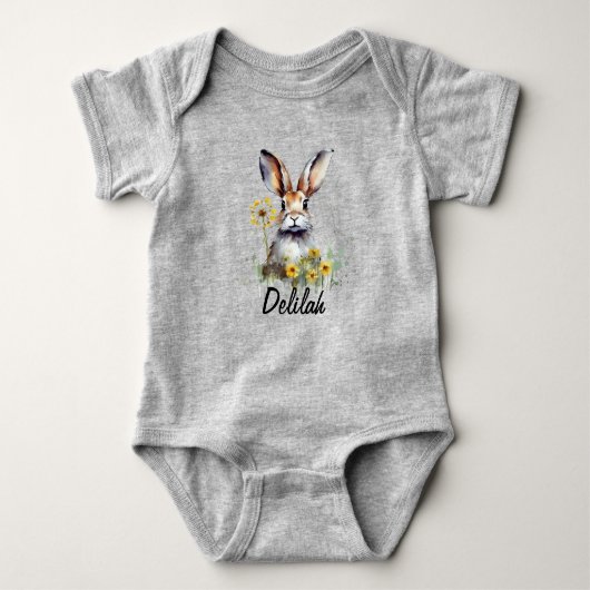 Body Couleur d'eau Bunny Dandelion Baby Jersey Bodysuit (Devant)