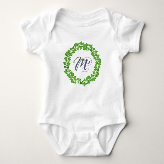 Body Couronne de feuillage vert boho M initiale mignonn (Devant)