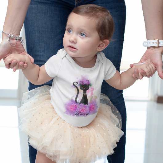 Body Couronne de fleur de chat noir assise en roses ros