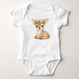 Body Couronne de fleurs de bébé cerf de bois à l'aquare