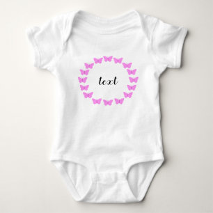 Body Couronne papillon rose avec texte personnalisable