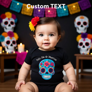 Body Crâne de sucre de bébé bleu 🌹texte personnalisé