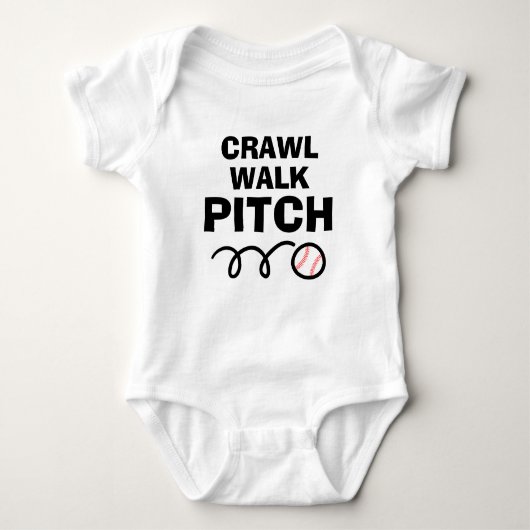 Body CRAWL WALK PITCH drôle de baseball baby bodysuit (Devant)