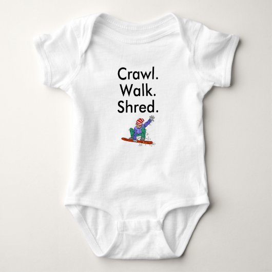 Body Crawl Walk Shred Snowboard Baby Bodysuit (Devant)