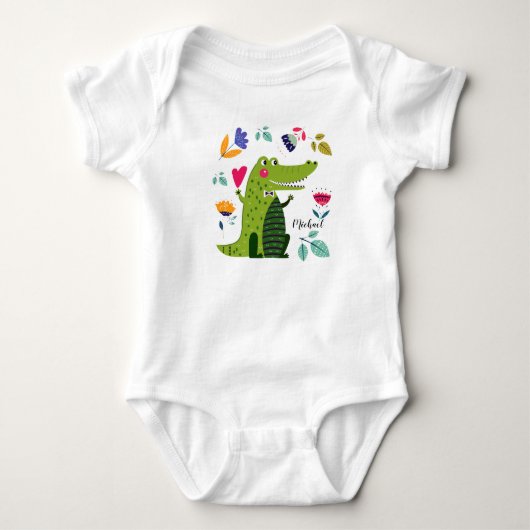 Body Crocodile drôle avec nom personnalisé Coeur (Devant)