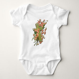 Body Croix de Pâques avec Fleurs Unisex Bodysuit Blanc