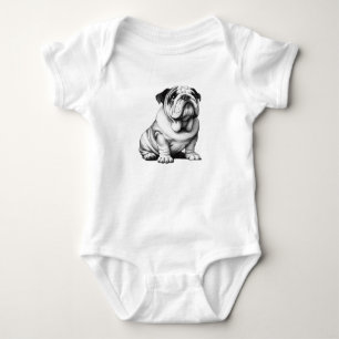 Body Croquis adorable de bulldog noir et blanc
