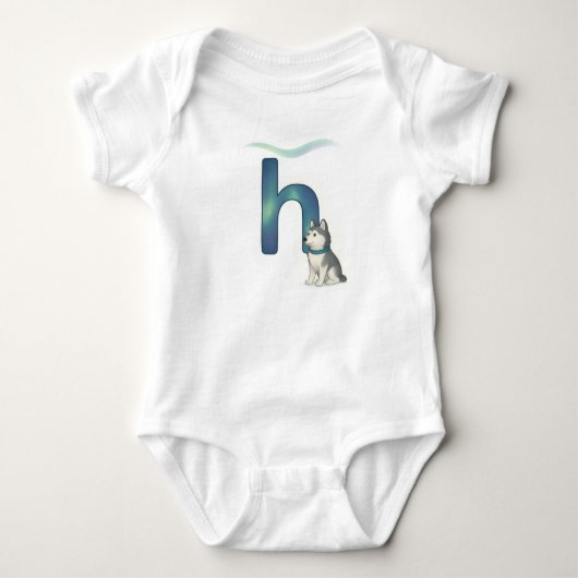 Body Customizable Northern Lights Letter H Husky Puppy (Devant)