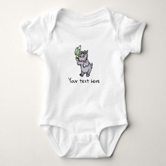 Body Cute Baby Hippo Green ajouter le nom Unisex (Devant)