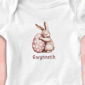 Body Cute Bunny Hugging Polka Dot Egg Monogram