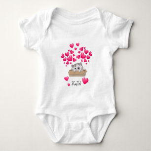 Body Cute chaton dans une boîte et les coeurs roses