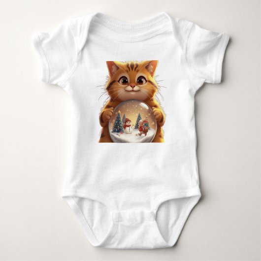 Body Cute Christmas Cat Snow Globe Baby Jersey Bodysuit (Devant)