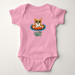 Body Cute Corgi Summer Vacation Mode Baby Bodysuit
