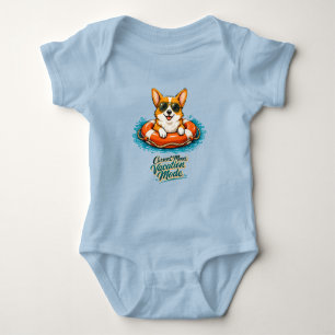 Body Cute Corgi Summer Vacation Mode Baby Bodysuit
