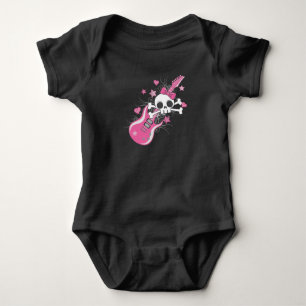 Body Cute crâne avec guitare rose